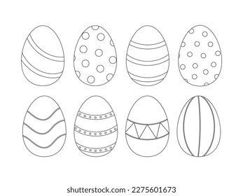 Happy Easter. Coloring page for kids. Set of eggs.