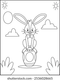 Happy Easter Coloring Page for kids Coloring book for relax and meditation.