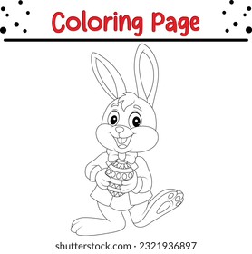 Happy Easter coloring page. Rabbit coloring book for children