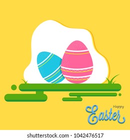 Happy Easter Conceot with eggs in flat colors.