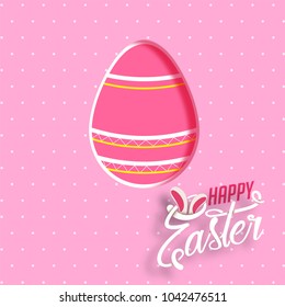 Happy Easter Concept, with beautiful egg on dotted pink background.
