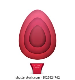 Happy easter concept colorful design in minimal trendy papercut style. Modern holiday background with flat simple egg shape for greeting card, banner, cover. Vector illustration.