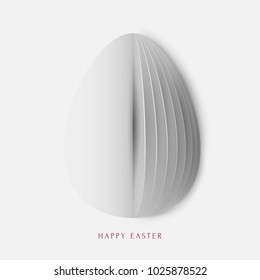 Happy easter concept colorful design in minimal trendy papercut style. Modern holiday background with flat simple egg shape for greeting card, banner, cover. Vector illustration.