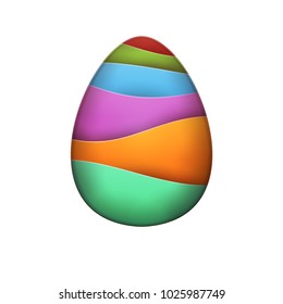 Happy easter concept colorful design in minimal trendy papercut style. Modern holiday background with flat simple egg shape for greeting card, banner, cover. Vector illustration.