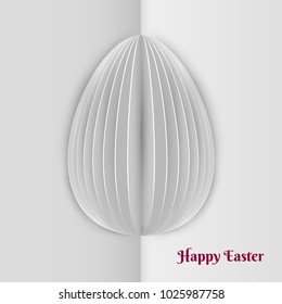 Happy easter concept colorful design in minimal trendy papercut style. Modern holiday background with flat simple egg shape for greeting card, banner, cover. Vector illustration.