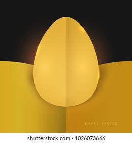 Happy easter concept colorful design in minimal trendy papercut style. Modern holiday background with flat simple egg shape for greeting card, banner, cover. Vector illustration.