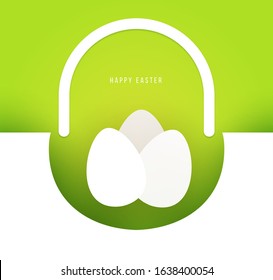 Happy easter concept. Colorful design in minimal trendy papercut style. Modern holiday background with flat simple shapes for greeting card, banner, cover. Vector illustration.