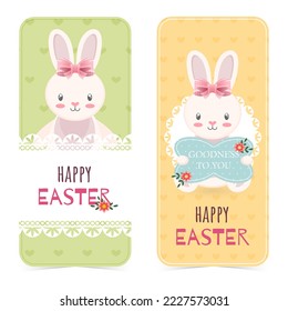 Happy Easter concept with cute bunny. Holiday background for cover, invitation, poster, banner, flier, placard.