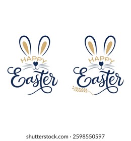Happy Easter concept design, Modern minimalist design, story template, and banner set with bunny ears with white background.