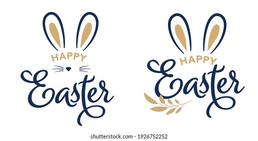 Happy Easter concept design, story template and banner set with bunny ears