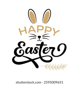 Happy Easter concept design, story template, and banner set with bunny ears vector with white background