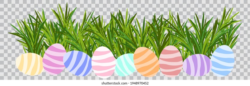 Happy Easter concept. Easter eggs in garden. Grass and and colorful eggs. Transparent background, isolated on checkered layer.
For web banners, greeting cards, flyers and social media posts. - Powered by Shutterstock - Get 15% off with code: PIKWIZARD15