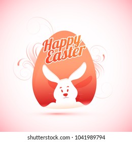 Happy Easter Concept with Rabbit on Floral Design Background.