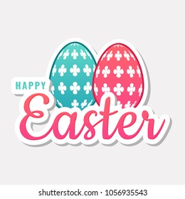 Happy Easter Concept with skyblue and pink eggs.