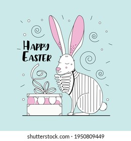 Happy Easter concept vector illustration . Cute and funny character for print and decorations. Russian Easter 