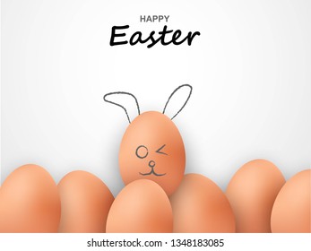 Happy Easter. Congratulatory easter background. Easter eggs on white background.