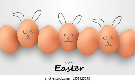 Happy Easter. Congratulatory easter background. Easter eggs on white background.