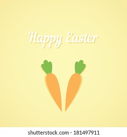 Happy Easter couple of carrots vector card for Easter Bunny on yellow background in zine collage style with copy space