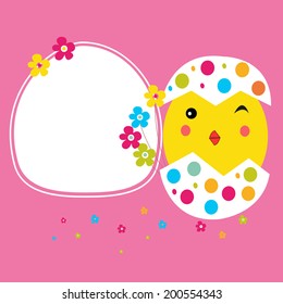 Happy easter cracked egg card vector