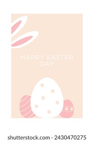 Happy Easter creative poster collection. Modern geometric abstract style. A vector Easter illustrations. Easter eggs, rabbit. Perfect for a poster, cover, or postcard