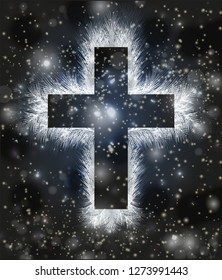 Happy Easter cross, greeting card. vector illustration