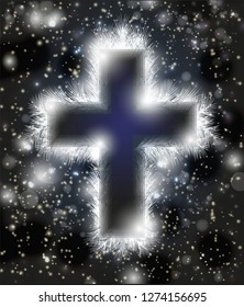 Happy Easter cross, invitation card. vector illustration