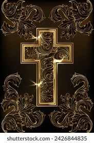 Tarjeta de invitación cruzada de Pascua feliz, ilustración vectorial