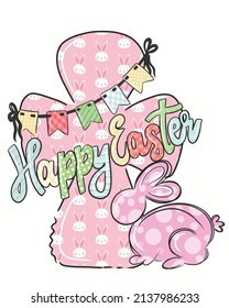 Happy easter cross rabit vector illustration. Easter Background