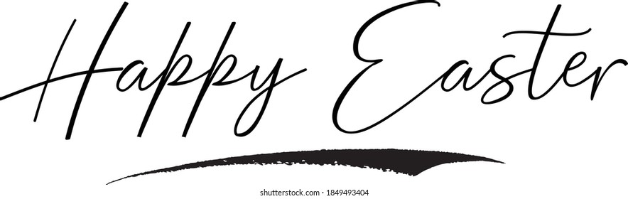 Happy Easter Cursive Calligraphy Black Color Text On White Background 