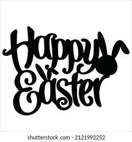 Happy Easter Cut out Silhouette Print
