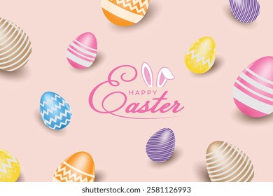 Happy Easter cute 3d eggs festival background