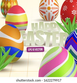 happy Easter cute 3d vector illustration