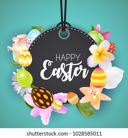 Happy Easter Cute Background with Eggs. Vector Illustration EPS10