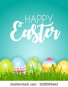 Happy Easter Cute Background with Eggs. Vector Illustration EPS10