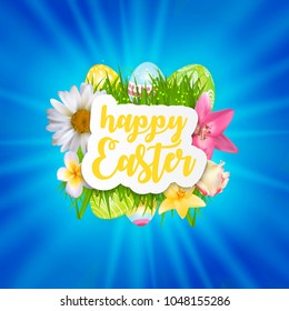 Happy Easter Cute Background with Eggs. Vector Illustration EPS10