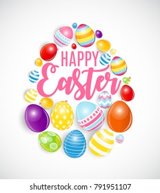 Happy Easter Cute Background with Eggs. Vector Illustration EPS10