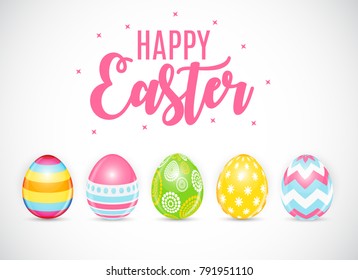 Happy Easter Cute Background with Eggs. Vector Illustration EPS10