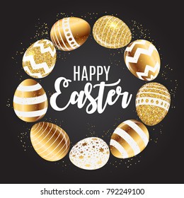 Happy Easter Cute Background with Eggs. Vector Illustration EPS10