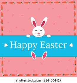 Feliz Pascua con una linda plantilla de diseño de banners para conejitos.