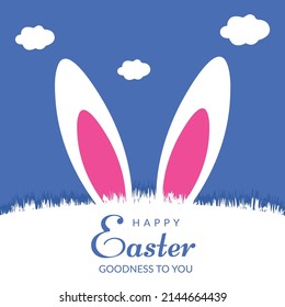 Feliz Pascua con una linda plantilla de diseño de banners para conejitos.