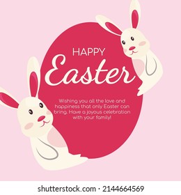 Happy Easter with cute bunny banner design template.