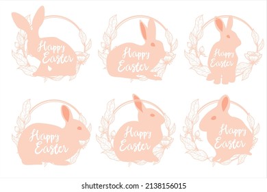 Feliz Pascua. Hermoso conejito en un hermoso marco floral. Hermoso contexto de Pascua 