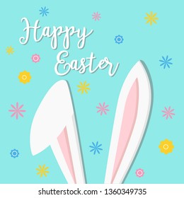 Happy easter. Cute easter bunny ears vector illustration