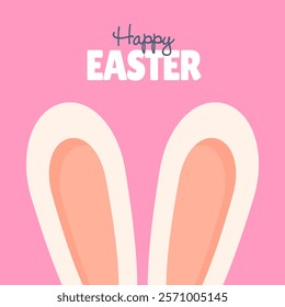 Happy Easter! Cute Easter Bunny Ears. Vector Illustration.