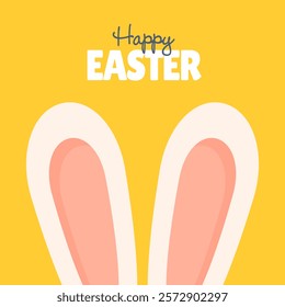 Happy Easter! Cute Easter Bunny Ears. Vector Illustration.