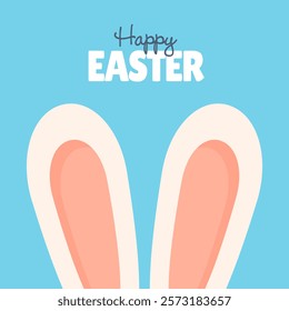 Happy Easter! Cute Easter Bunny Ears. Vector Illustration.