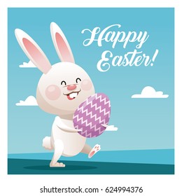 happy easter cute bunny egg decorative blue sky