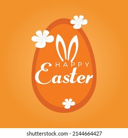 Happy Easter with cute bunny and Easter eggs banner design template.