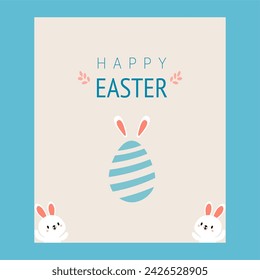 Happy Easter with cute bunny illustration background