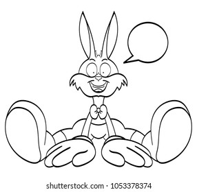 Happy Easter - cute Easter bunny on isolated background